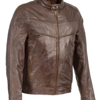 Up Collar Leather Jacket