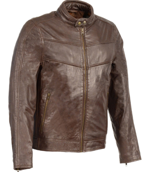 Up Collar Leather Jacket