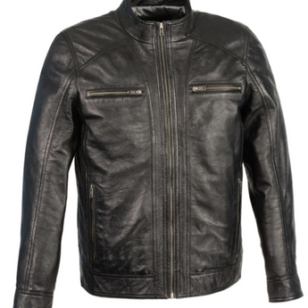 Leather Jacket with Front Zipper