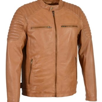 Leather Snap Collar Leather Jacket