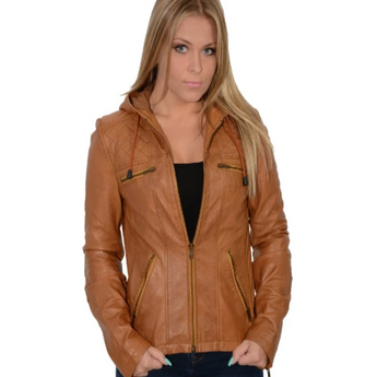 Leather Jacket with Draw String