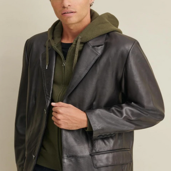 Big & Tall Leather Blazer Jacket