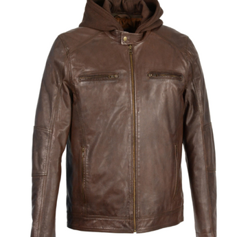 Snap Collar Leather Jacket