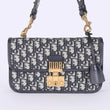 Dior Addict Flap Bag Blue Oblique Canvas With Chain