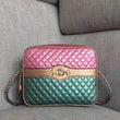 Gucci Laminated Leather Small Shoulder Bag Blue/Pink