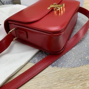 Celine Teen Triomphe Bag In Shiny Calfskin Red