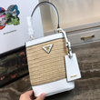 Prada Panier Medium Straw Bag White