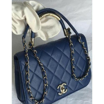 Chanel Medium Flap Bag With Top Handle Blue