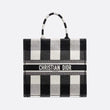 Dior Book Tote In Off-White & Black Embroidered Canvas