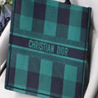 Dior Book Tote In Green & Black Embroidered Canvas