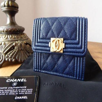 Chanel Boy Small Flap Wallet Blue