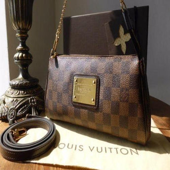 LV Eva Clutch Damier Ebene Canvas