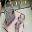 Mini Lady Dior Satin Bag Gray