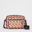 Burberry Monogram Print And Leather Crossbody Bag Vermilion