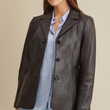 Notch Collar Leather Jacket