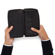 Prada Large Saffiano Leather Wallet Black Silver Hardware