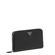 Prada Large Saffiano Leather Wallet Black Silver Hardware