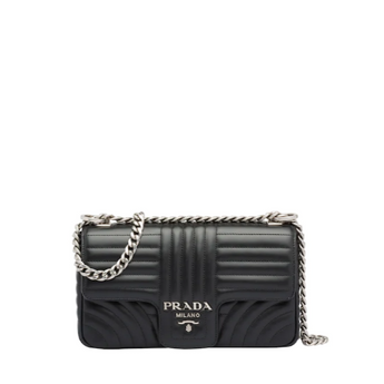 Prada Diagramme Medium Leather Bag Black