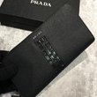 Prada Saffiano and Crocodile Leather Wallet All Black With Crocodile Insert