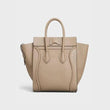 Celine Micro Luggage Handbag In Drummed Calfskin Dune