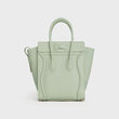 Celine Micro Luggage Handbag In Drummed Calfskin Light Khaki