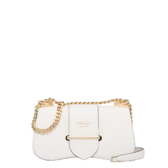 Prada Sidonie Leather Shoulder Bag White