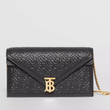 Burberry Small Quilted Monogram TB Envelope Clutch Black