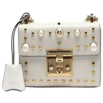 Gucci Padlock Shoulder Bag White With Pearls
