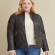 Plus Size Leather Scuba Jacket