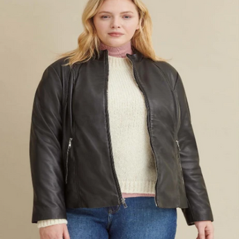 Plus Size Leather Scuba Jacket
