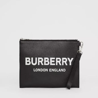 Burberry Logo Print Zip Pouch Black