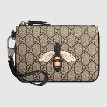 Gucci Bee Print GG Supreme Cellphone Pouch