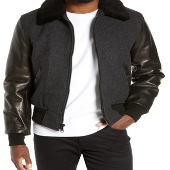 Jacket Leather Genuine Collar