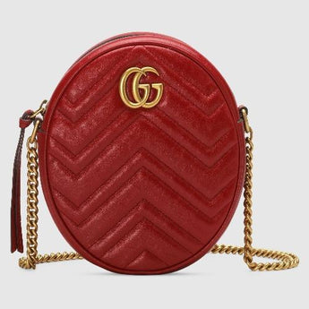 Gucci GG Marmont Mini Round Shoulder Bag Hibiscus Red