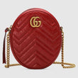 Gucci GG Marmont Mini Round Shoulder Bag Wine Red