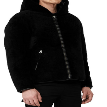 Shearling Down Leather Coat