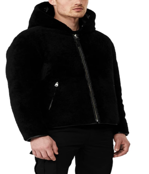 Shearling Down Leather Coat