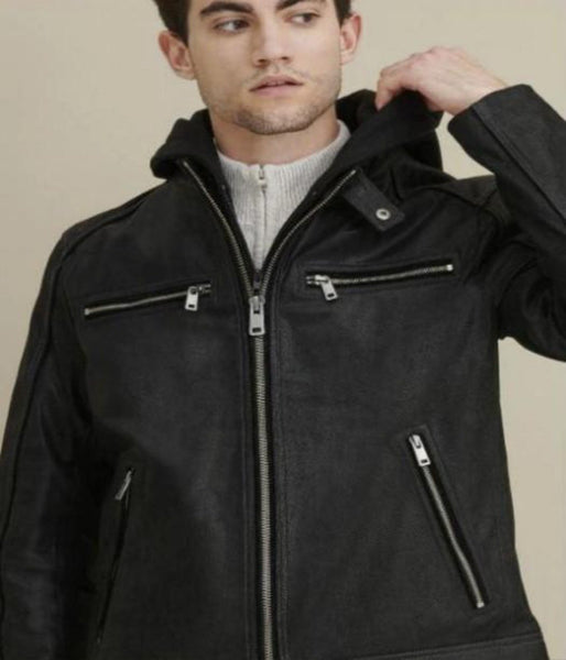 Vintage Hooded Leather Jacket