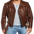 Tanned Cowhide Leather Moto Jacket