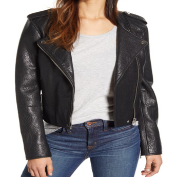 Pebble Leather Moto Jacket