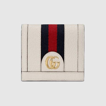 Gucci Ophidia Leather Card Case Wallet White