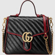 Gucci GG Marmont Small Top Handle Bag Black Cherise Matelassé