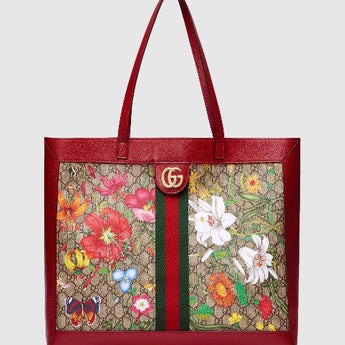 Gucci Ophidia GG Flora Medium Tote Red