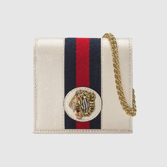 Gucci Rajah Chain Card Case Wallet White