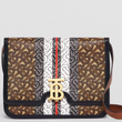 Burberry Medium Monogram Stripe E-Canvas TB Bag Bridle Brown