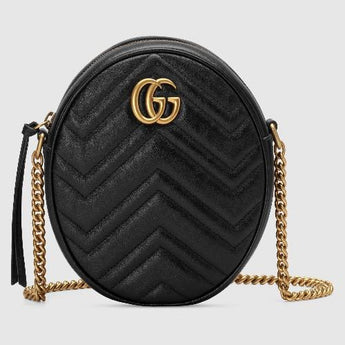 Gucci GG Marmont Mini Round Shoulder Bag Black