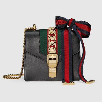 Gucci Sylvie Leather Mini Chain Bag Black