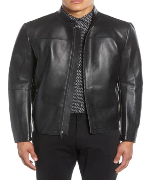 Bonded Leather Racing Jacket