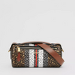 Burberry The Monogram Stripe E-canvas And Leather Barrel Bag Bridle Brown