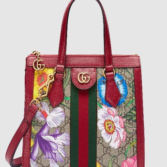 Gucci Ophidia GG Flora small tote bag red